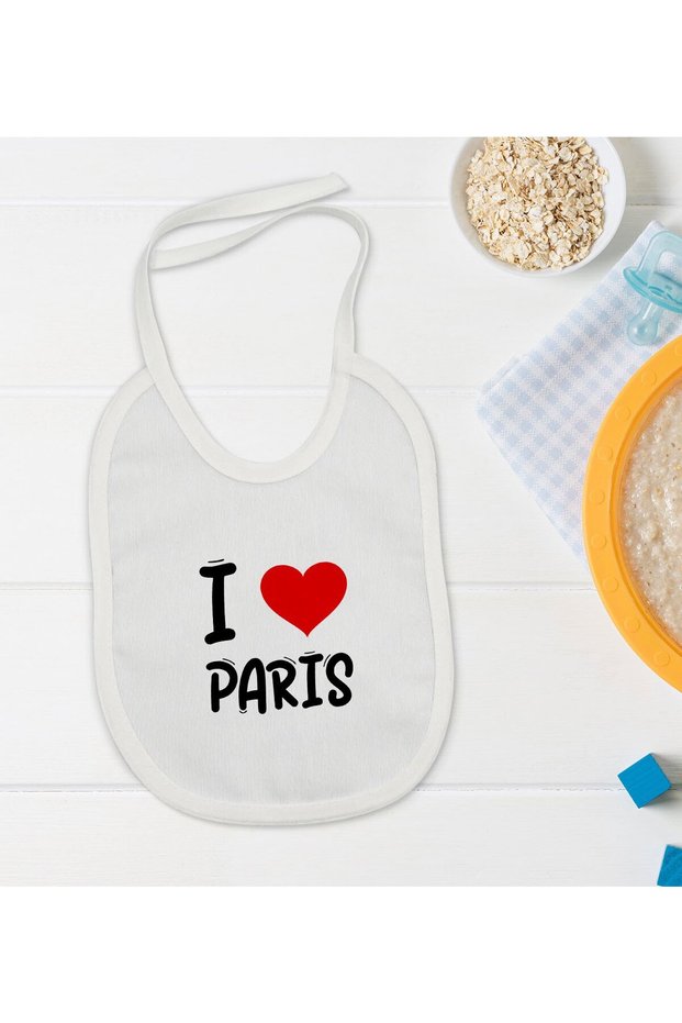 BK Kids "I Love Paris" Design Baby Bib - Model 1