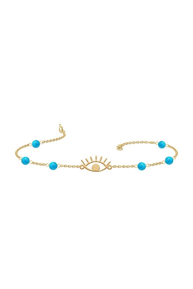 18Kt Gold Eye Bracelet with Turquoise Stones B1YK250