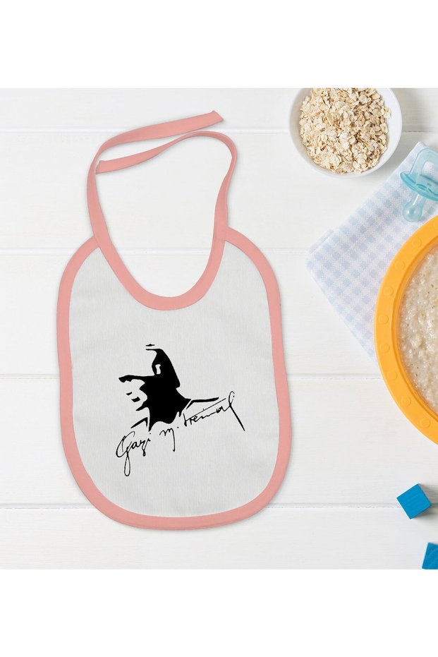 BK Kids Ataturk Themed Pink Baby Food Bib-27