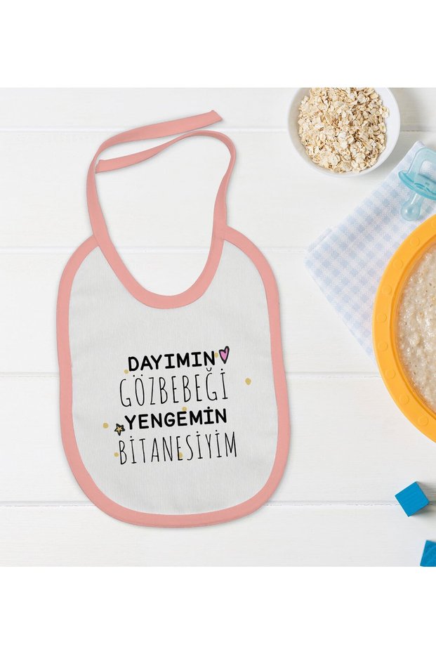 BK Kids Pink Baby Food Bib with My Uncle's Pupil Design-1