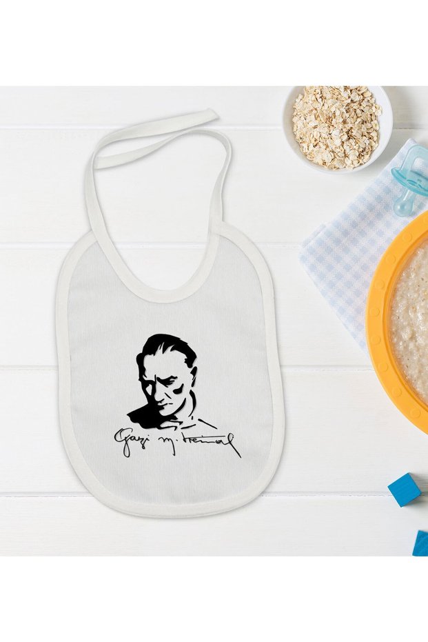 Bk Kids Atatürk-Themed White Baby Bib - 19