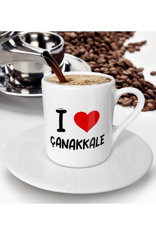 "I Love Çanakkale" Turkish Coffee Cup - Model 1