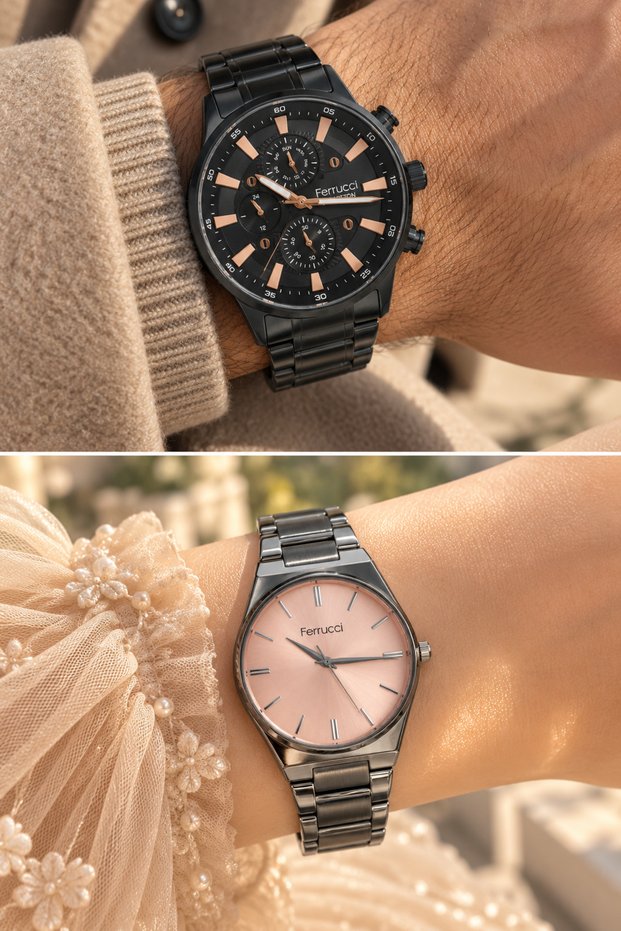Steel Cord Smoke-Silver Steel Cord, Blue Dial Lover, Pair Combination in Separate Boxes Wristwatches + Bracelet