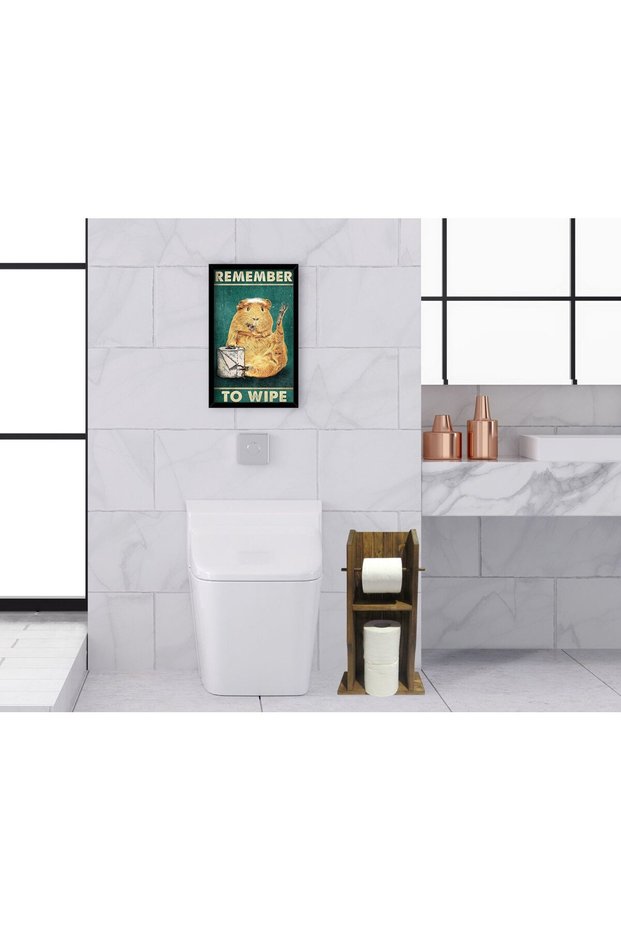 BK Home Natural Solid Wood Toilet Paper Holder and Decorative Wooden Picture Frame Set with Black Frames - 16