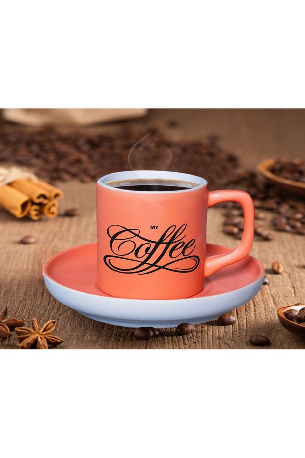Matte Salmon-Colored Turkish Coffee Cup—2-Color Turkish Coffee Cup, Gift for a Friend, Gift for Mom