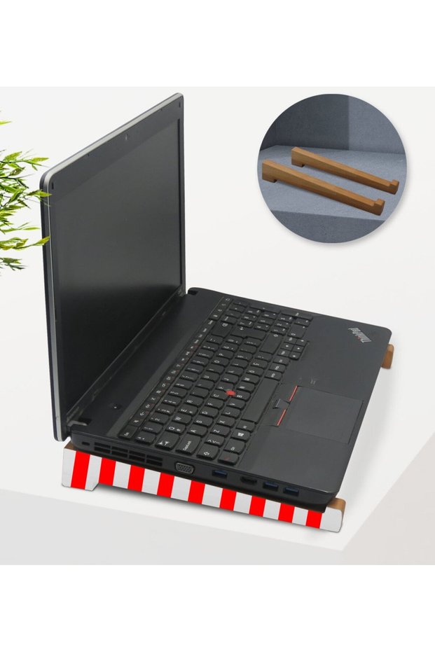 Portable Wooden Red and White Notebook/Laptop Stand