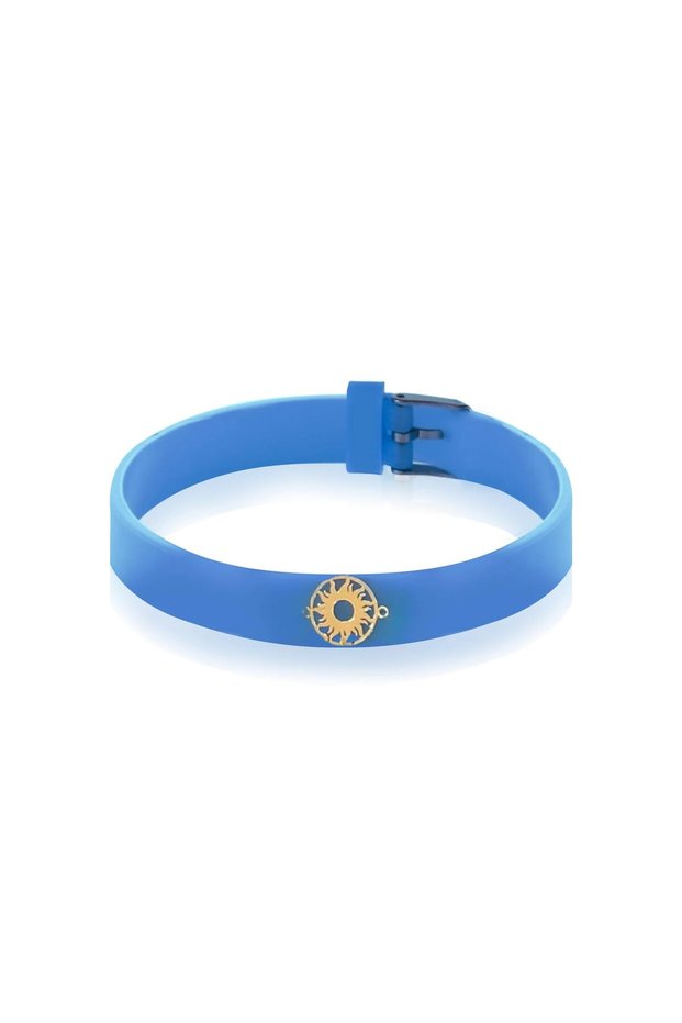, Rubber Bracelet, Sun with Butterfly Design, Shiny Glossy Finish, Elegant Chic Jewelry, Perfect for Everyday Wear or Special Occasions