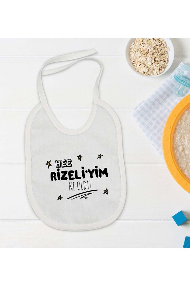 Bk Kids Rizeliyim Ne Oldi Designed White Baby Bib - 1
