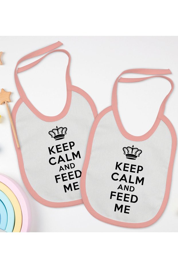 BK Kids "Keep Calm" Design 2-Pack Pink Baby Bib - 1