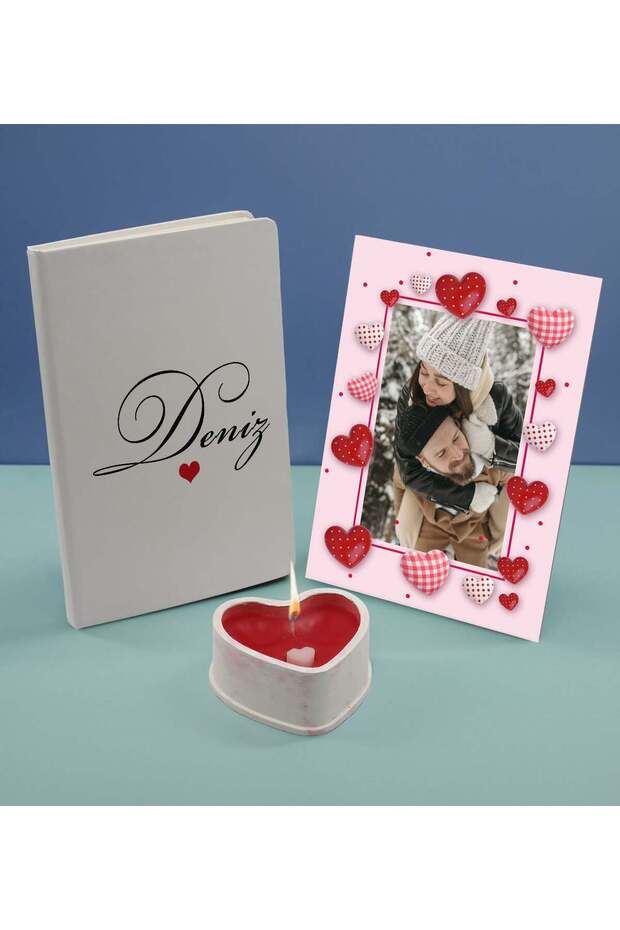Special Gift Set for Couples: White Notebook, Decorative Frame, Stone Ornament, and Scented Candle—17,