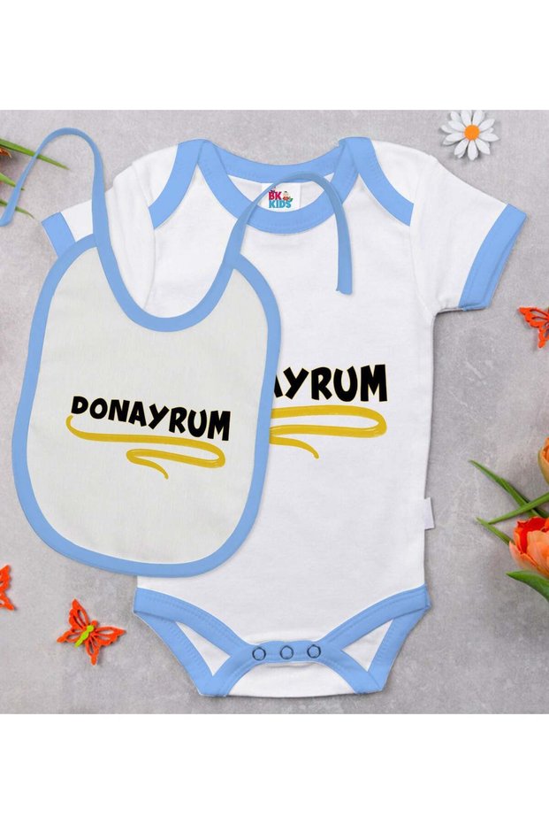 BK Kids Donayrum-Designed Blue Baby Bodysuit and Bib Gift Set-1, 3–6 Months