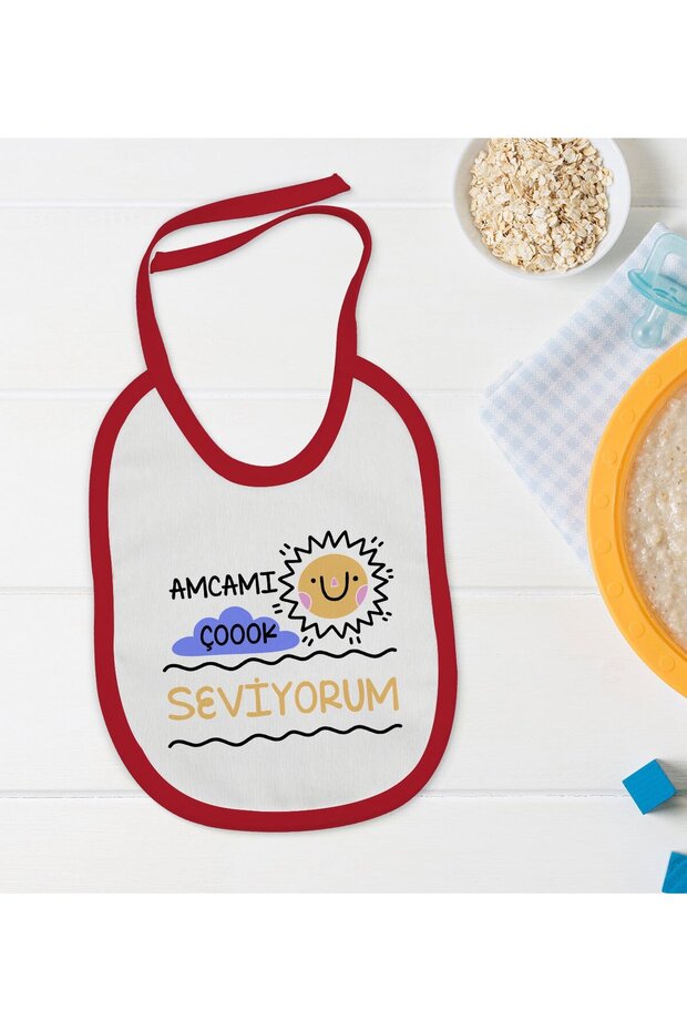 BK Kids "I Love My Uncle" Red Baby Bib - 1