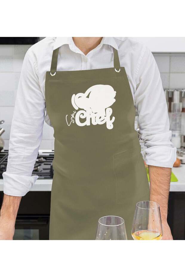 Professional Chef Designed Khaki Green Kitchen Apron, Cook Apron, Chef Apron, Home Gift, A