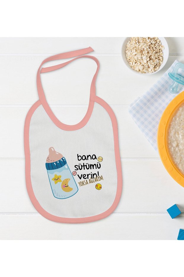 BK Kids "Give Me My Milk" Pink Baby Bib