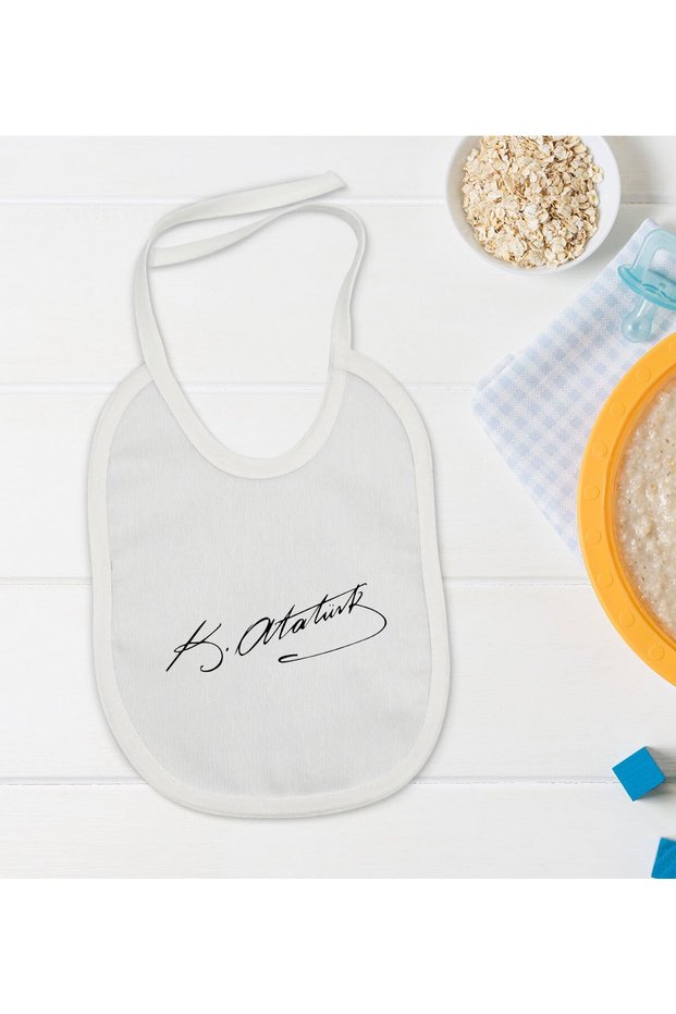 BK Kids White Baby Bib with Atatürk Theme - 29 en124743