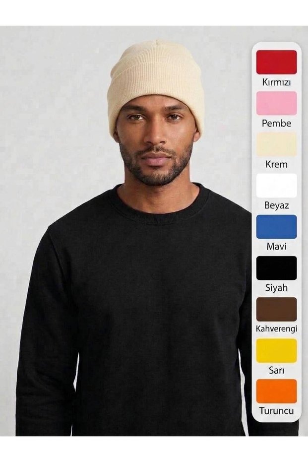 cream-colored men's beanie