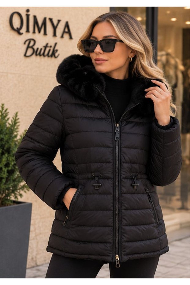 ROBIN Women's Plush Inflatable Puffer Coat, Reversible