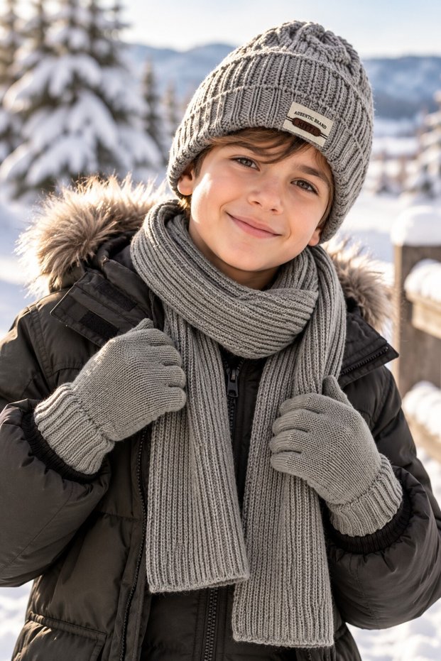 KITTI 26180-10 BOYS' 9–15 YEARS SCARF, HAT, AND GLOVES SET