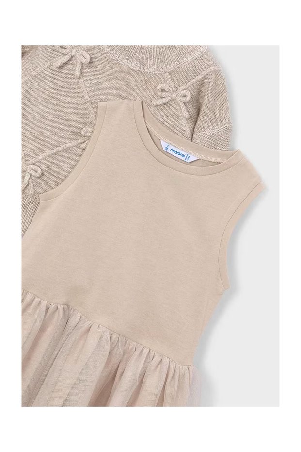 Knitted Dress for Girls with a Bow