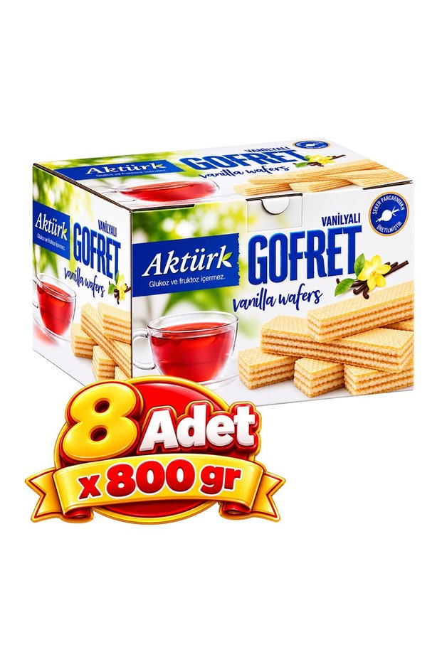 وافل بنكهة الفانيليا، 800 جرام، 8 علب.