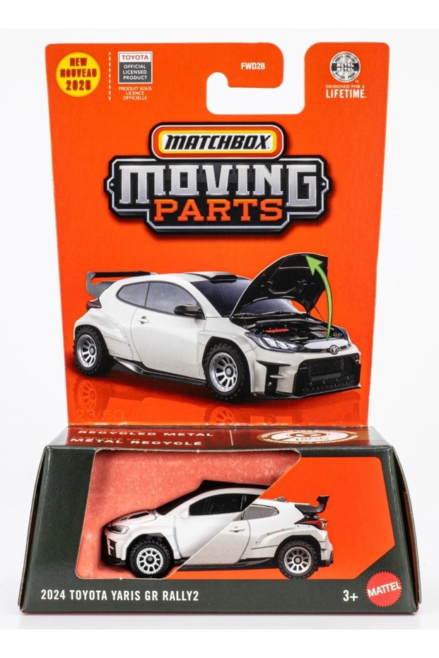 2026 Moving Parts 2024 Toyota GR Yaris Rally2 White Metal Model Car with Opening Hood