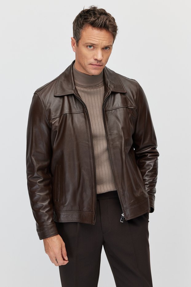Men's Regular Leather Coat