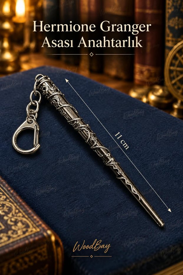 Hermione Granger Wand Metal Keychain, 11 cm, with Ivy Pattern, Bag Accessory