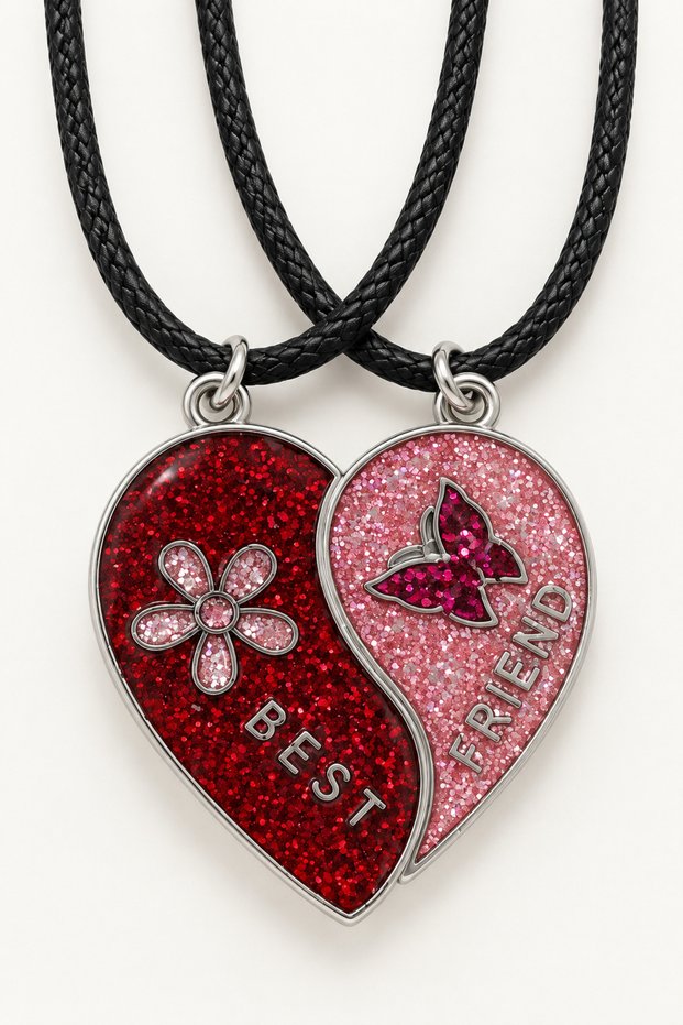 Best Friends Figurine Pair Necklace – Multicolored Pair Necklace