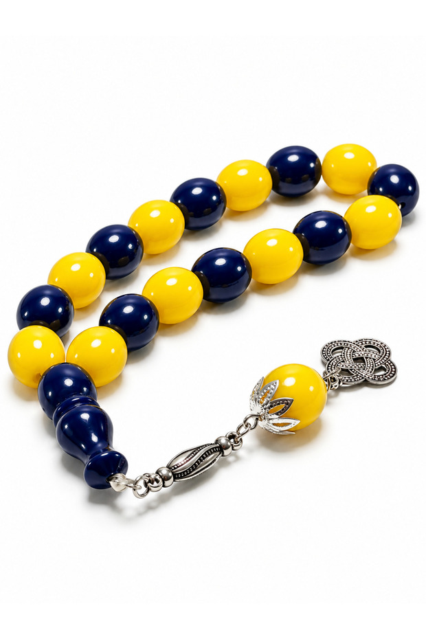 Mascot-Sized Amber Prayer Beads, Two-Tone, Oval-Cut, Custom Design, with Tasseled Details—Gift-Worthy Men's Prayer Beads