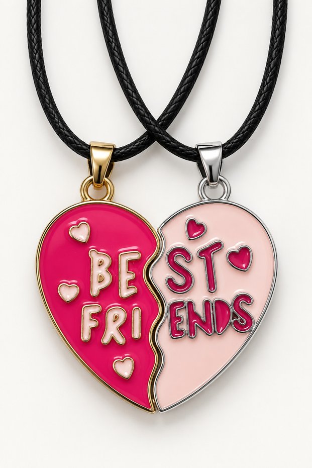 Best Friends Figurine Pair Necklace – Multicolored Pair Necklace