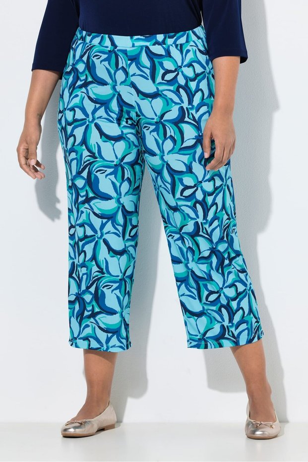 Women's High-Waisted Sandy Fabric Plus-Size Patterned Pants