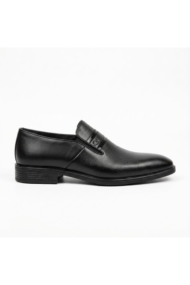 Men's Black Genuine Leather Laceless Classic Shoes
