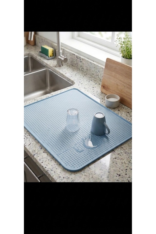 Large Dish Mat, 58 x 38 cm, Silicone Dish-Drying Mat, Dish Rack, Dish Mat