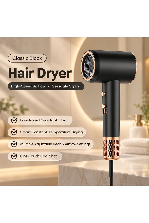 REDDEN High-Speed Hair Dryer, Powerful Fast Drying Blow Dryer, Professional Salon Hair Dryer, Constant Temperature, Hot & Cold Air, Multiple Speeds, Lightweight Low Noise, for Home and Travel