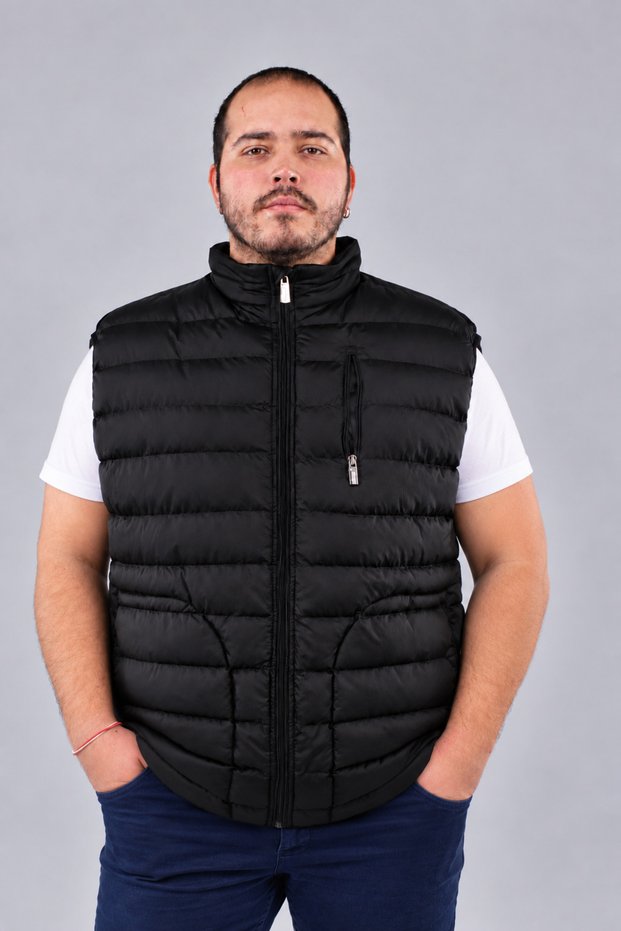Plus-Size Men's Puffer Vest with Zipper