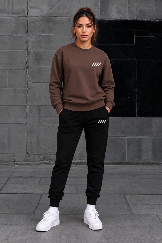 ZERO-NECK BRUSHED INSIDE TRACKSUIT, SEASONAL, 4-STRIPE PRINT, WOMEN'S/MEN'S UNISEX STYLE