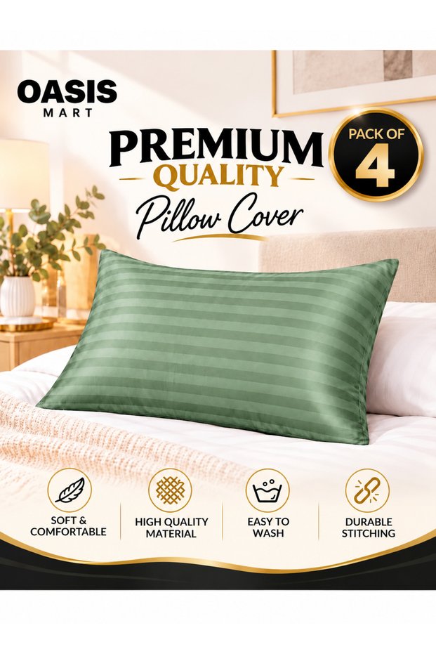 Premium Microfiber Pillowcase, Pack of 1, Soft Breathable Wrinkle-Resistant Pillow Cover with Envelope Closure, Easy-Care Bedding for Home & Hotel.