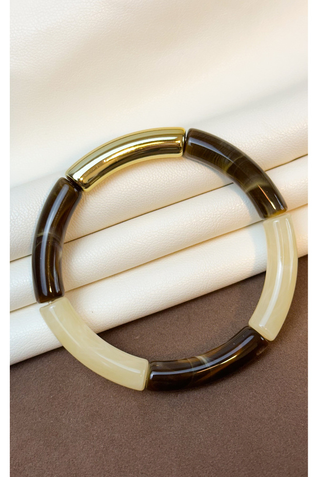Acrylic Bamboo Boho-Chic Elasticated Colorful Bone Bracelet