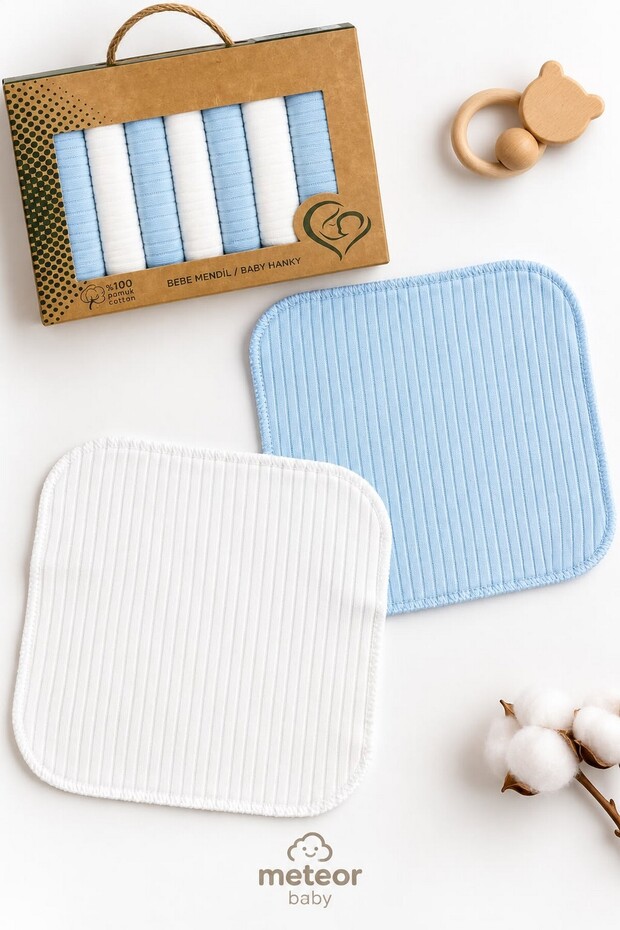 7-Pack Baby Wipes (Boys and Girls) - Burp Cloths - 100% Cotton Baby Wipes 20 cm x 20 cm - Gift Set - In a Box