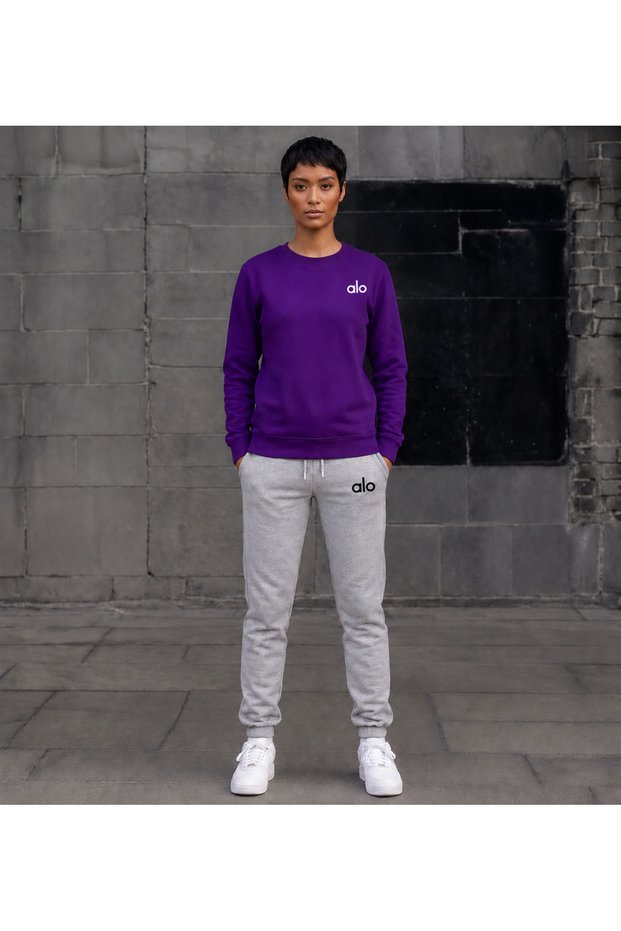ZERO-NECK BRUSHED INSIDE CHARDON TRACK SUIT, SEASONAL, WITH "ALO" PRINT—WOMEN'S / MEN'S UNISEX STYLE