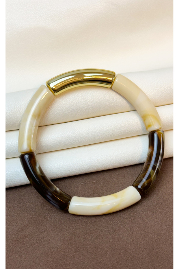 Acrylic Bamboo Boho-Chic Elasticated Colorful Bone Bracelet