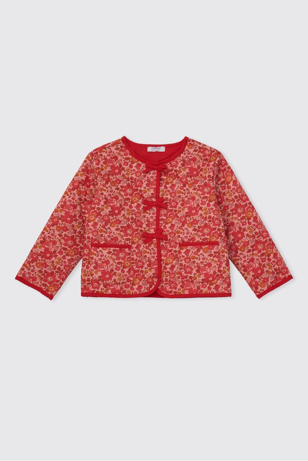 Red Jacket with a Floral Print for Baby Girls