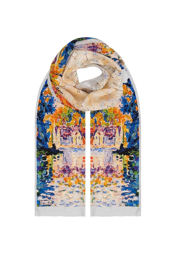 Bridges Over the Seine in Asnières Patterned Silk Scarf DG21530-1