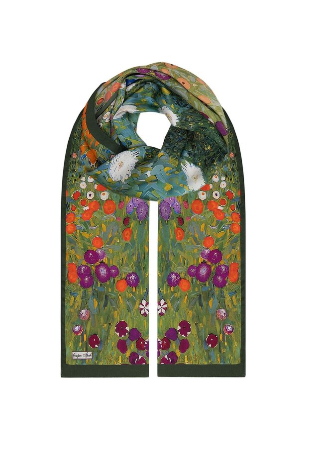 Country House Garden Print Silk Scarf DG21531-1