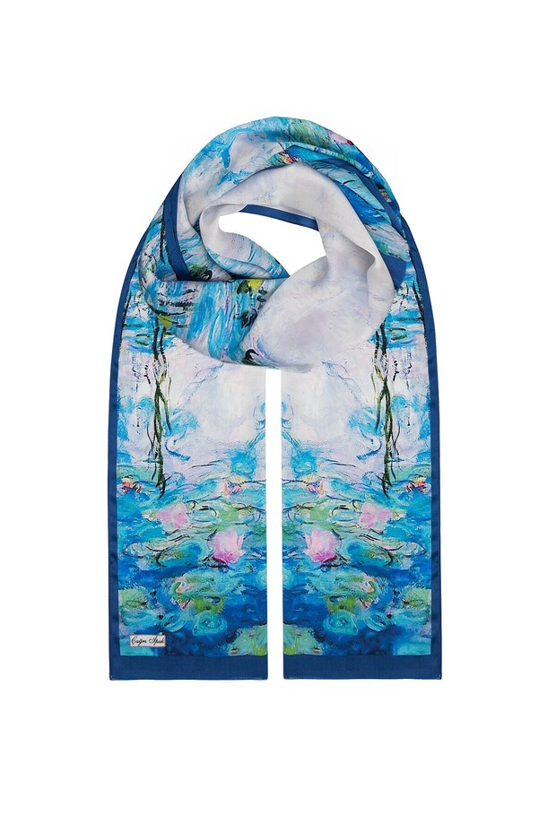 Water Lilies Pattern Silk Scarf DG21545-1