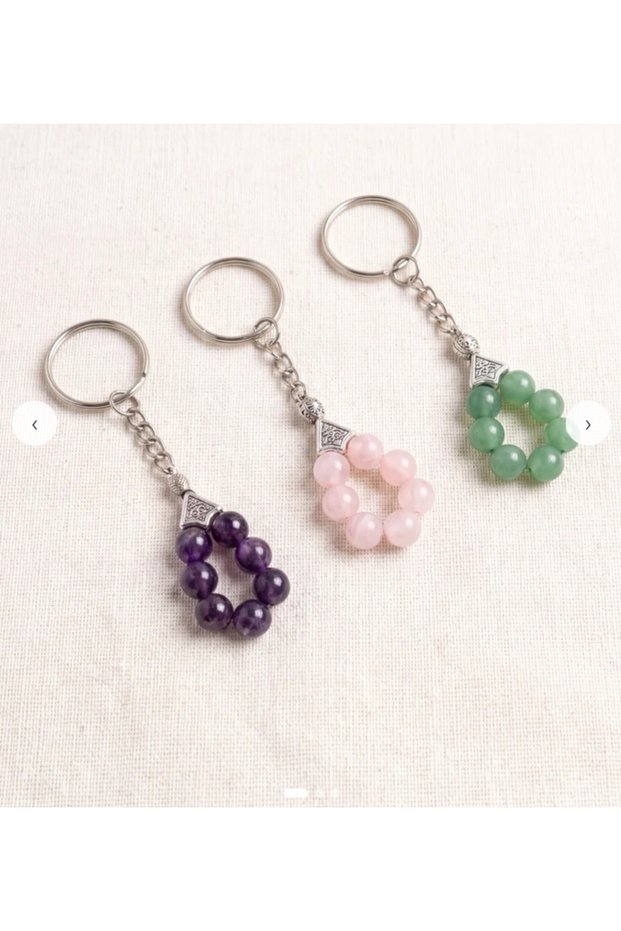 Peace and Good Luck Are in Your Keychain: Amethyst, Rose Quartz & Aventurine 3-Piece Set