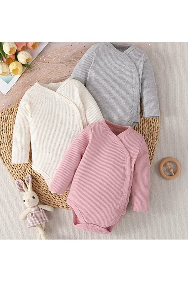 Baby Cotton Bodysuit Long Sleeve – 3-Piece Newborn Outfit
