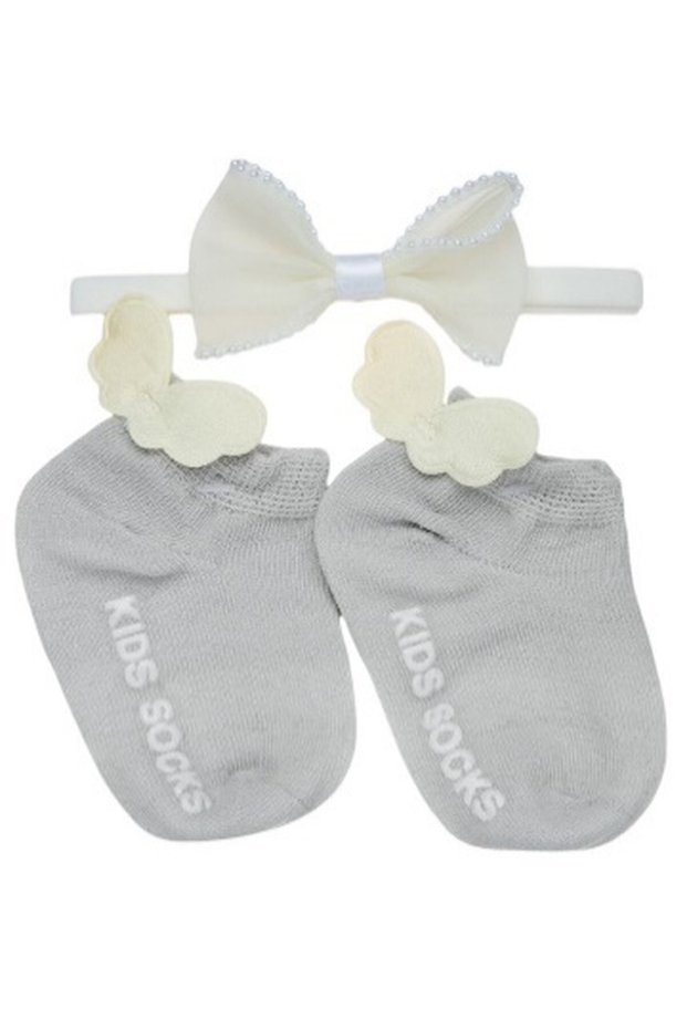 Anna Headband and Socks Set for Babies - Grey