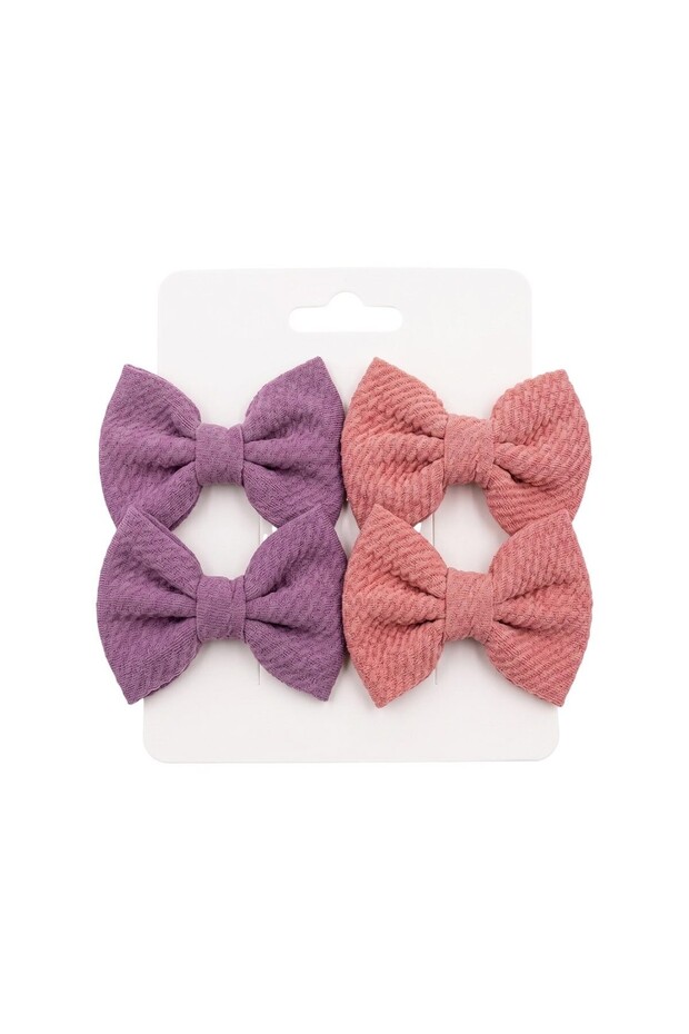 Girls' Textured Knit Hair Bow Clips Set (4-Piece)