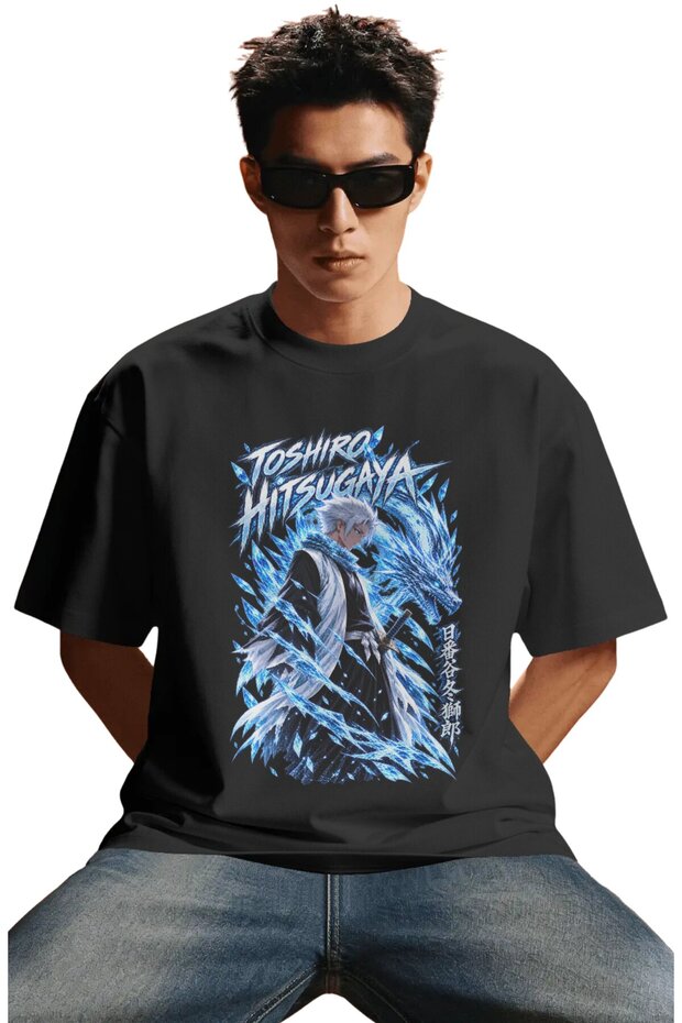 Unisex Oversized Tōshirō Hitsugaya "Bleach" Anime Character Pre-Printed Premium T-Shirt